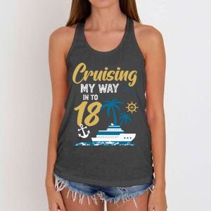 Cruising My Way Into 18th Birthday Cruise 18 Years Old Women's Knotted Racerback Tank