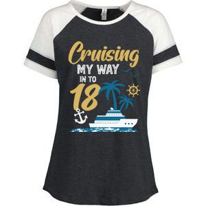 Cruising My Way Into 18th Birthday Cruise 18 Years Old Enza Ladies Jersey Colorblock Tee