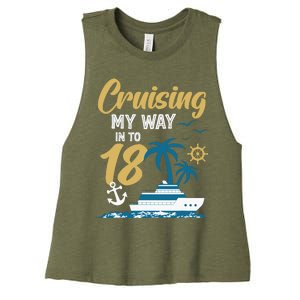 Cruising My Way Into 18th Birthday Cruise 18 Years Old Women's Racerback Cropped Tank