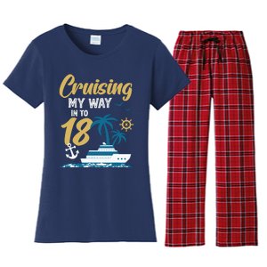 Cruising My Way Into 18th Birthday Cruise 18 Years Old Women's Flannel Pajama Set