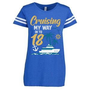 Cruising My Way Into 18th Birthday Cruise 18 Years Old Enza Ladies Jersey Football T-Shirt