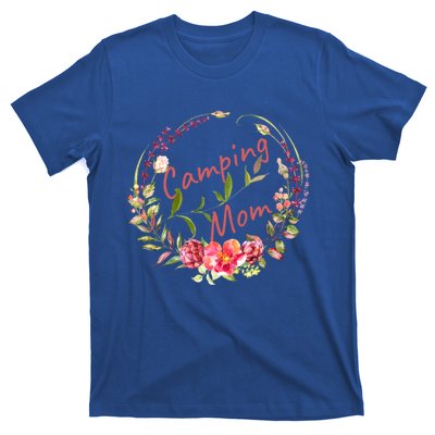 Camping Mom Wreath And Flowers Watercolor Design Gift T-Shirt