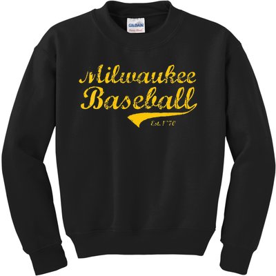 Classic Milwaukee Wisconsin Baseball Fan Retro Vintage Kids Sweatshirt