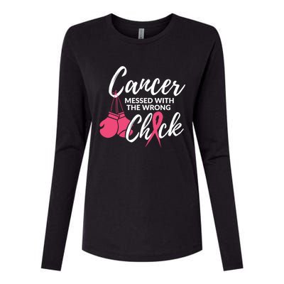 Cancer Messed With The Wrong Chick Meaningful Gift Breast Cancer Fighting Gift Womens Cotton Relaxed Long Sleeve T-Shirt