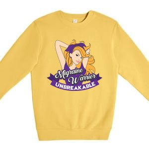 Cute Migraine Warrior Unbreakable Awareness Month Gift Premium Crewneck Sweatshirt