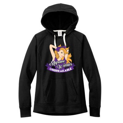 Cute Migraine Warrior Unbreakable Awareness Month Gift Women's Fleece Hoodie