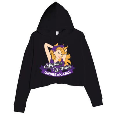 Cute Migraine Warrior Unbreakable Awareness Month Gift Crop Fleece Hoodie