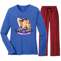 Cute Migraine Warrior Unbreakable Awareness Month Gift Women's Long Sleeve Flannel Pajama Set 