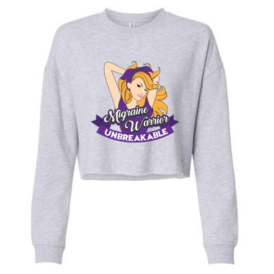 Cute Migraine Warrior Unbreakable Awareness Month Gift Cropped Pullover Crew