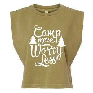 Camp More Worry Less Camping Lover Outdoor Mom Dad Gift Garment-Dyed Women's Muscle Tee