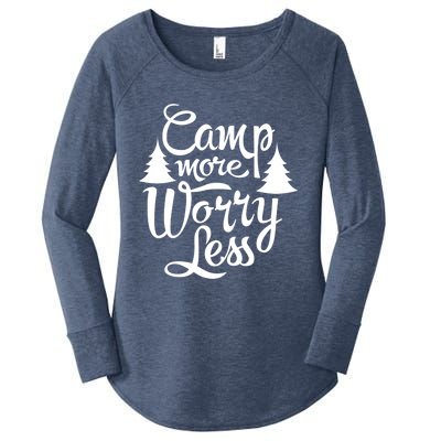 Camp More Worry Less Camping Lover Outdoor Mom Dad Gift Women's Perfect Tri Tunic Long Sleeve Shirt