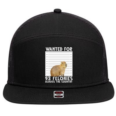 Capybara Mugshot Wanted For 93 Felonies Across The Country 7 Panel Mesh Trucker Snapback Hat