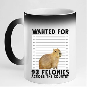 Capybara Mugshot Wanted For 93 Felonies Across The Country 11oz Black Color Changing Mug