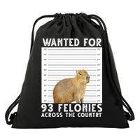 Capybara Mugshot Wanted For 93 Felonies Across The Country Drawstring Bag