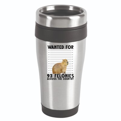 Capybara Mugshot Wanted For 93 Felonies Across The Country 16oz Travel Tumbler