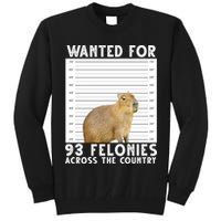 Capybara Mugshot Wanted For 93 Felonies Across The Country Tall Sweatshirt