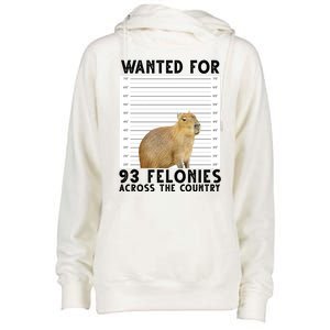 Capybara Mugshot Wanted For 93 Felonies Across The Country Womens Funnel Neck Pullover Hood