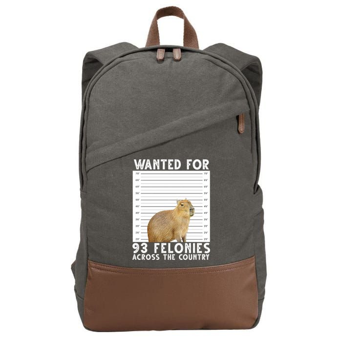 Capybara Mugshot Wanted For 93 Felonies Across The Country Cotton Canvas Backpack
