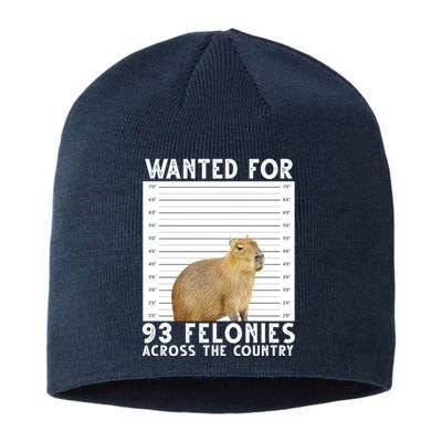 Capybara Mugshot Wanted For 93 Felonies Across The Country Sustainable Beanie