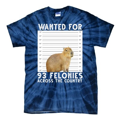 Capybara Mugshot Wanted For 93 Felonies Across The Country Tie-Dye T-Shirt