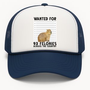 Capybara Mugshot Wanted For 93 Felonies Across The Country Trucker Hat