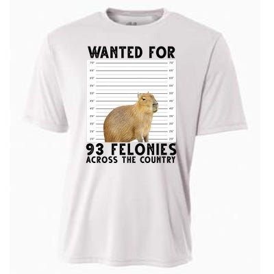 Capybara Mugshot Wanted For 93 Felonies Across The Country Cooling Performance Crew T-Shirt