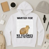 Capybara Mugshot Wanted For 93 Felonies Across The Country Hoodie