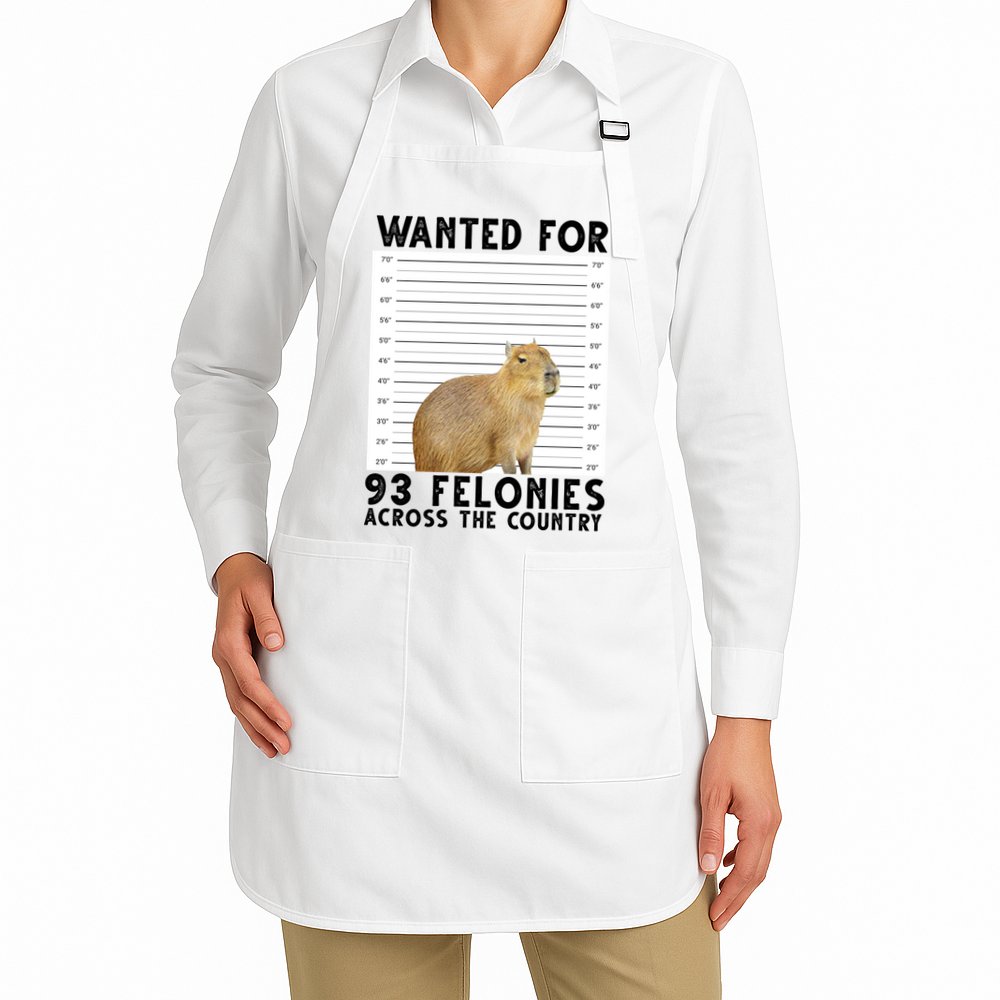 Capybara Mugshot Wanted For 93 Felonies Across The Country Apron