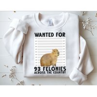 Capybara Mugshot Wanted For 93 Felonies Across The Country Sweatshirt