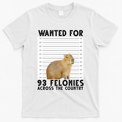 Capybara Mugshot Wanted For 93 Felonies Across The Country T-Shirt