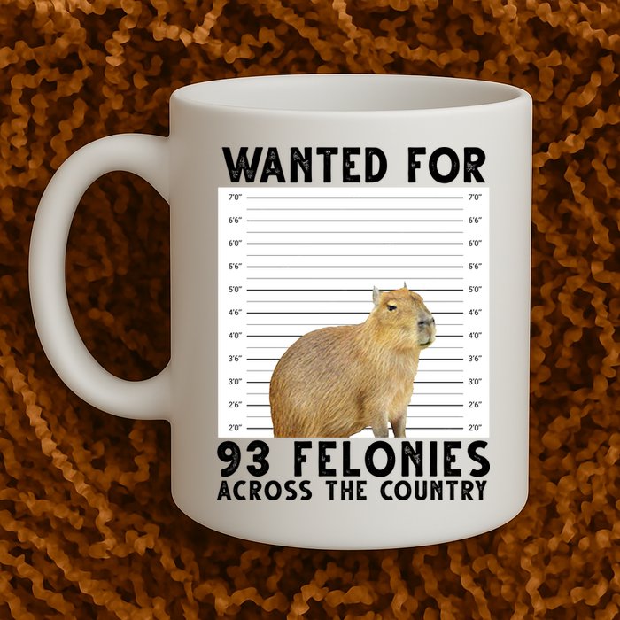 Capybara Mugshot Wanted For 93 Felonies Across The Country Mug
