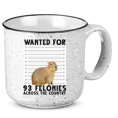Capybara Mugshot Wanted For 93 Felonies Across The Country 15oz Campfire Ceramic Mug