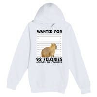 Capybara Mugshot Wanted For 93 Felonies Across The Country Premium Pullover Hoodie