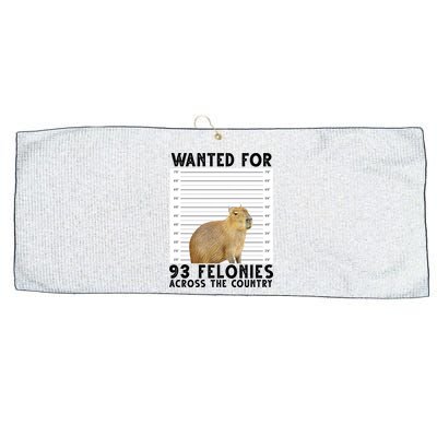 Capybara Mugshot Wanted For 93 Felonies Across The Country Large Microfiber Waffle Golf Towel
