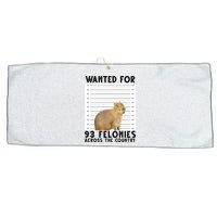 Capybara Mugshot Wanted For 93 Felonies Across The Country Large Microfiber Waffle Golf Towel