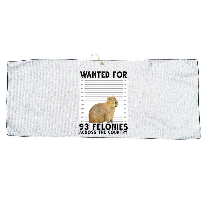 Capybara Mugshot Wanted For 93 Felonies Across The Country Large Microfiber Waffle Golf Towel