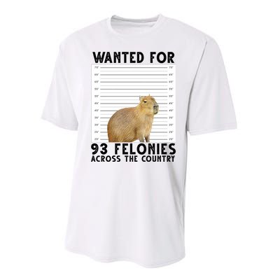 Capybara Mugshot Wanted For 93 Felonies Across The Country Performance Sprint T-Shirt