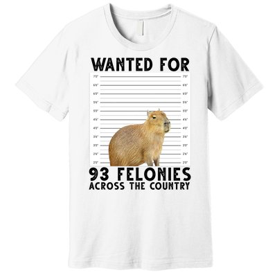 Capybara Mugshot Wanted For 93 Felonies Across The Country Premium T-Shirt