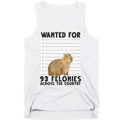 Capybara Mugshot Wanted For 93 Felonies Across The Country Tank Top