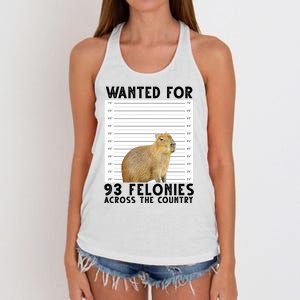 Capybara Mugshot Wanted For 93 Felonies Across The Country Women's Knotted Racerback Tank