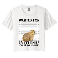 Capybara Mugshot Wanted For 93 Felonies Across The Country Women's Crop Top Tee