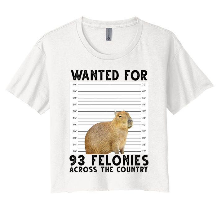 Capybara Mugshot Wanted For 93 Felonies Across The Country Women's Crop Top Tee