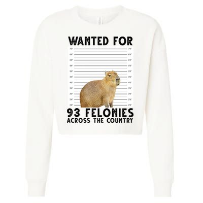 Capybara Mugshot Wanted For 93 Felonies Across The Country Cropped Pullover Crew