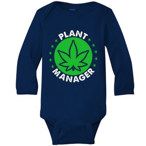 Cannabis Marijuana Weed Funny Plant Manager Smoke Stoner 420 Baby Long Sleeve Bodysuit