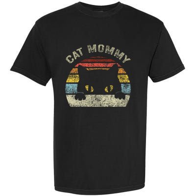 Cat Mommy Women Retro Black Cats Mom Garment-Dyed Heavyweight T-Shirt