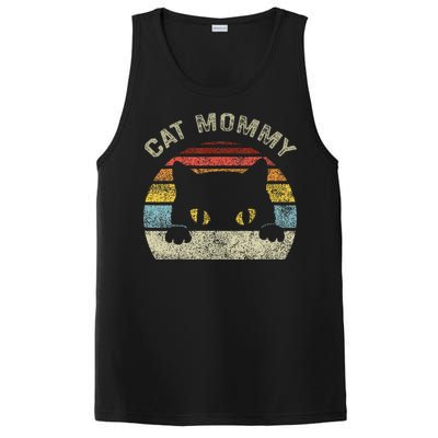 Cat Mommy Women Retro Black Cats Mom PosiCharge Competitor Tank