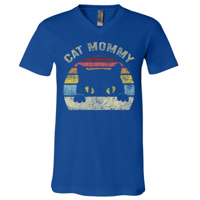 Cat Mommy Women Retro Black Cats Mom V-Neck T-Shirt