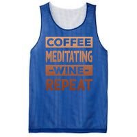 Coffee Meditating Wine Repeat Yoga Coffee Lover Pilates Meaningful Gift Mesh Reversible Basketball Jersey Tank