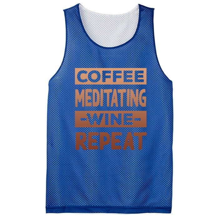 Coffee Meditating Wine Repeat Yoga Coffee Lover Pilates Meaningful Gift Mesh Reversible Basketball Jersey Tank