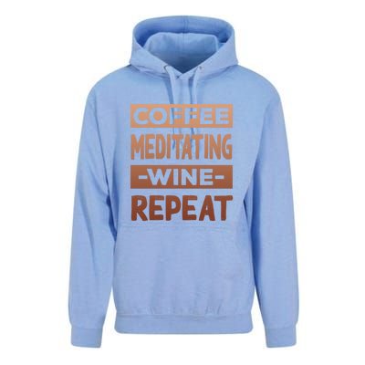 Coffee Meditating Wine Repeat Yoga Coffee Lover Pilates Meaningful Gift Unisex Surf Hoodie